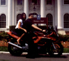 There's the gorgeous Danielle on the back now. This picture was taken in front of Rosary Hall
in New Haven Connecticut. danielleride.jpg (103883 bytes)